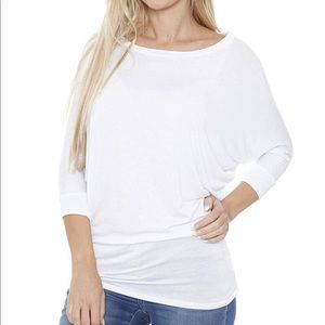White Mark Banded Dolman Sleeve Top